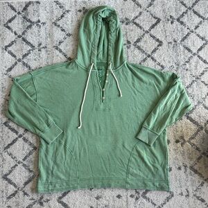 Aerie Button Henley Cotton Hoodie Sweatshirt